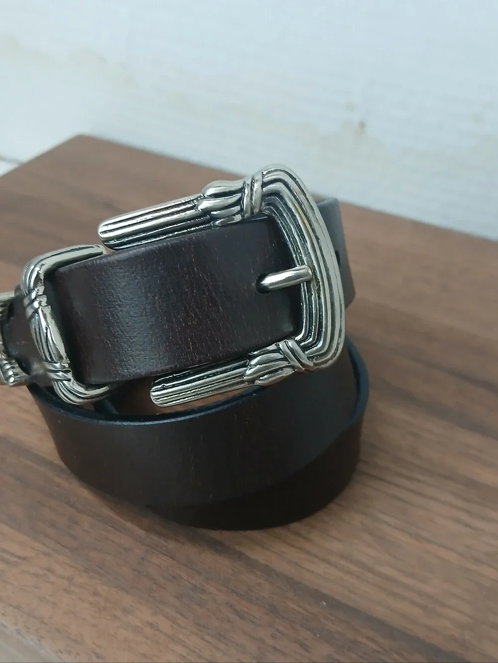 Donna Katz Black Leather Women's Western-Inspired Belt with Silver Embo Accents
